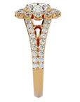 Inel de Logodnă Floral cu Moissanite Halo Etern Pavé de 2.51 ct din 18k Aur Galben - Castelo.ro