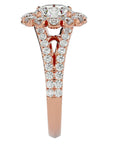 Inel de Logodnă Floral din Aur 14k cu Diamante Create în Laborator Halo Etern Pavé de 2.51 ct din 14k Aur Roz - Castelo.ro