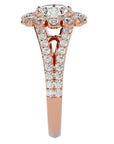 Inel de Logodnă Floral cu Moissanite Halo Etern Pavé de 2.51 ct din 18k Aur Roz - Castelo.ro