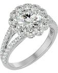 Inel de Logodnă Floral din Aur 14k cu Moissanite Halo Etern Pavé de 2.51 ct din 14k Aur Alb - Castelo.ro
