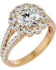 Inel de Logodnă Floral cu Moissanite Halo Etern Pavé de 2.51 ct din 18k Aur Galben - Castelo.ro