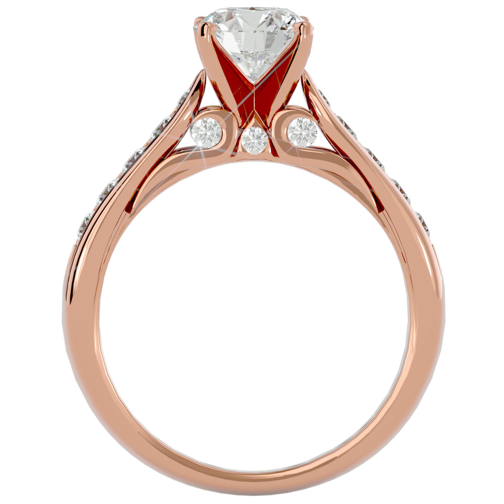 Inel De Logodnă Étincelle Divine cu Moissanite de 1.41 ct din 18k Aur Roz - Castelo.ro