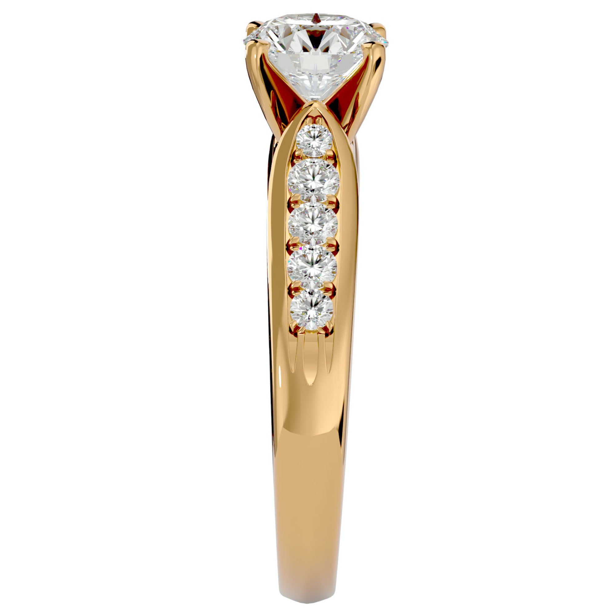 Inel De Logodnă Étincelle Divine cu Moissanite de 1.41 ct din 18k Aur Galben - Castelo.ro