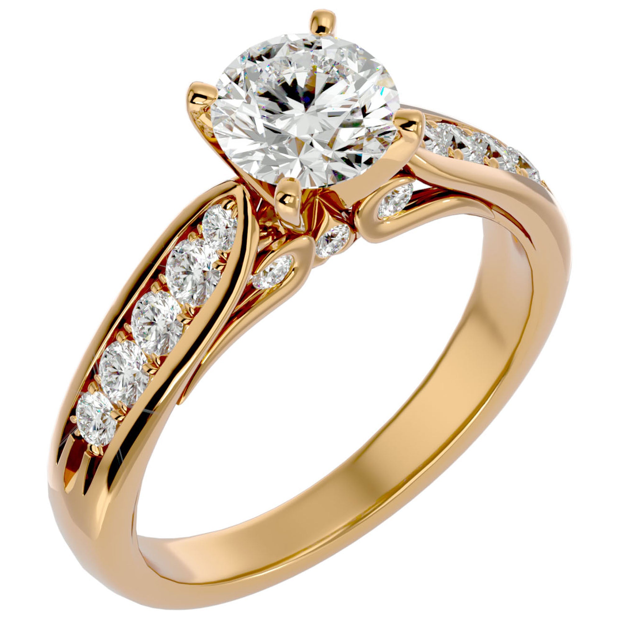 Inel De Logodnă Étincelle Divine cu Diamante Create în Laborator de 1.41 ct din 18k Aur Galben - Castelo.ro