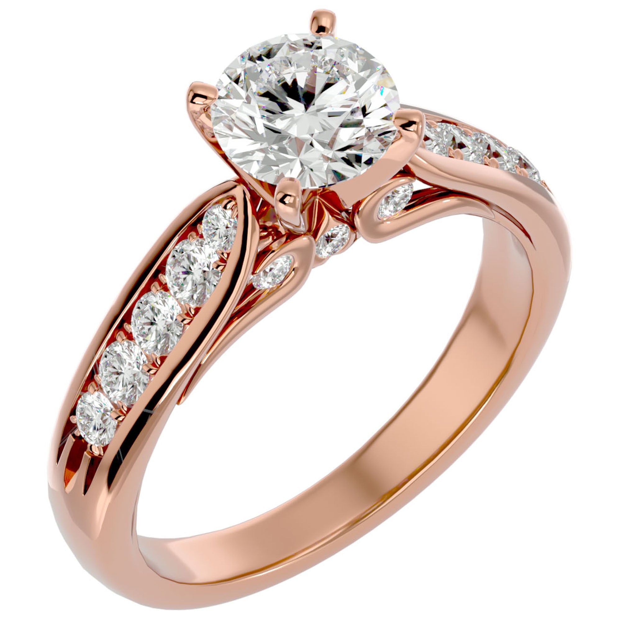 Inel De Logodnă Étincelle Divine cu Diamante Naturale de 1.41 ct din 18k Aur Roz - Castelo.ro