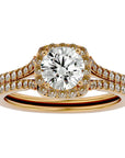 Inel de Logodnă cu Moissanite Halo Etern Pavé de 1.78 ct din 18k Aur Galben - Castelo.ro