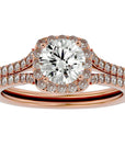Inel De Logodnă Voile d'Ivoire din Aur 14k cu Diamante Create în Laborator Pavé de 1.78 ct din 14k Aur Roz - Castelo.ro