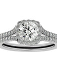 Inel de Logodnă cu Moissanite Halo Etern Pavé de 1.78 ct din Platina - Castelo.ro