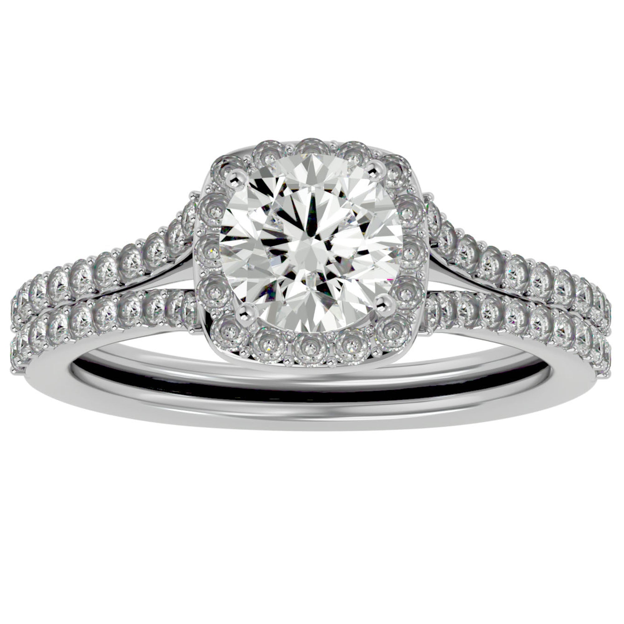 Inel De Logodnă Voile d'Ivoire din Aur 14k cu Diamante Create în Laborator Pavé de 1.78 ct din 14k Aur Alb - Castelo.ro