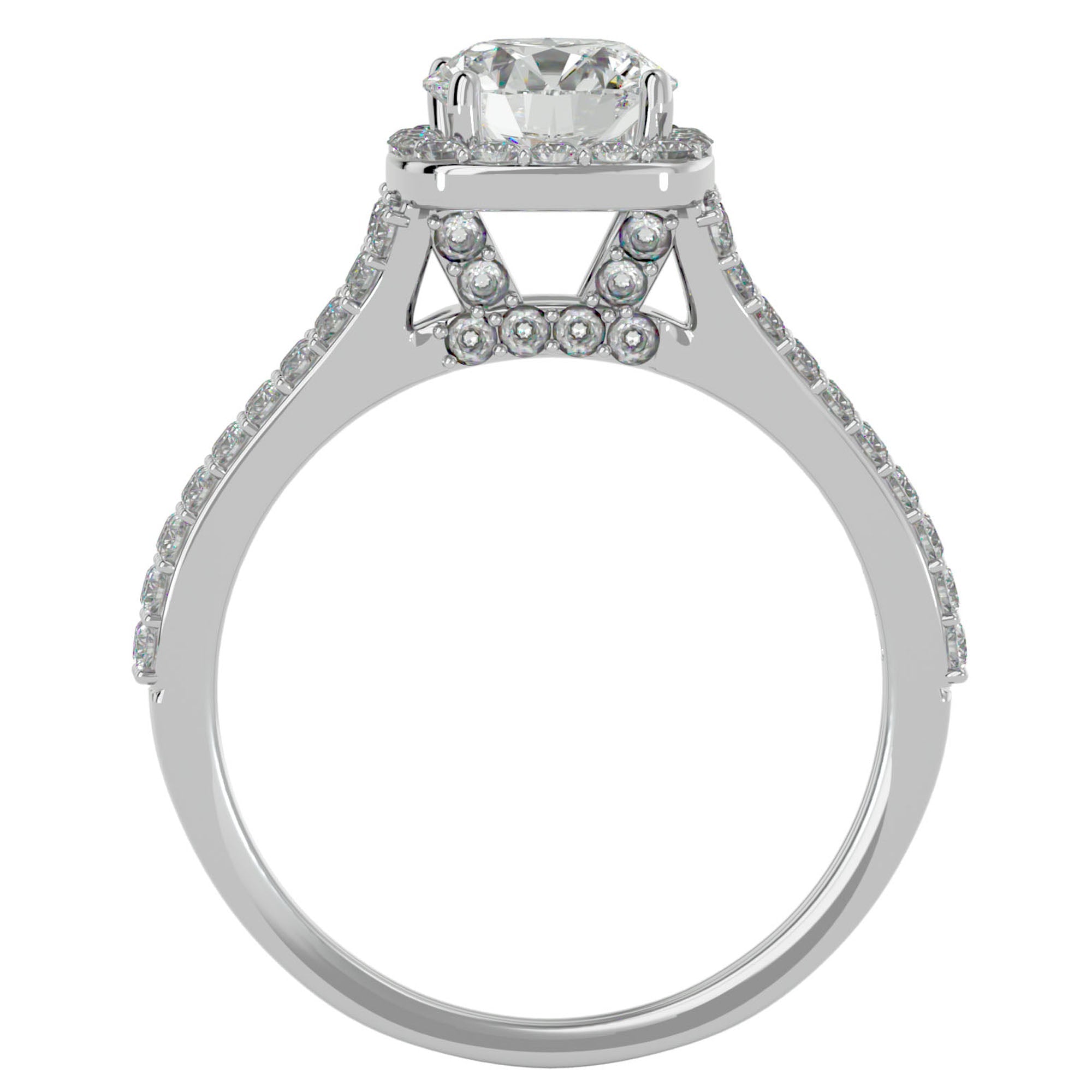 Inel de Logodnă cu Moissanite Halo Etern Pavé de 1.78 ct din Platina - Castelo.ro