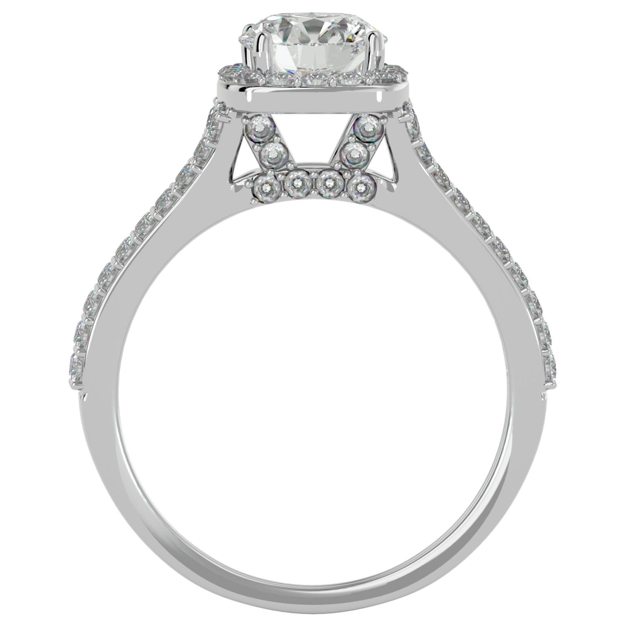 Inel De Logodnă Voile d'Ivoire din Aur 14k cu Moissanite Pavé de 1.78 ct din 14k Aur Alb - Castelo.ro