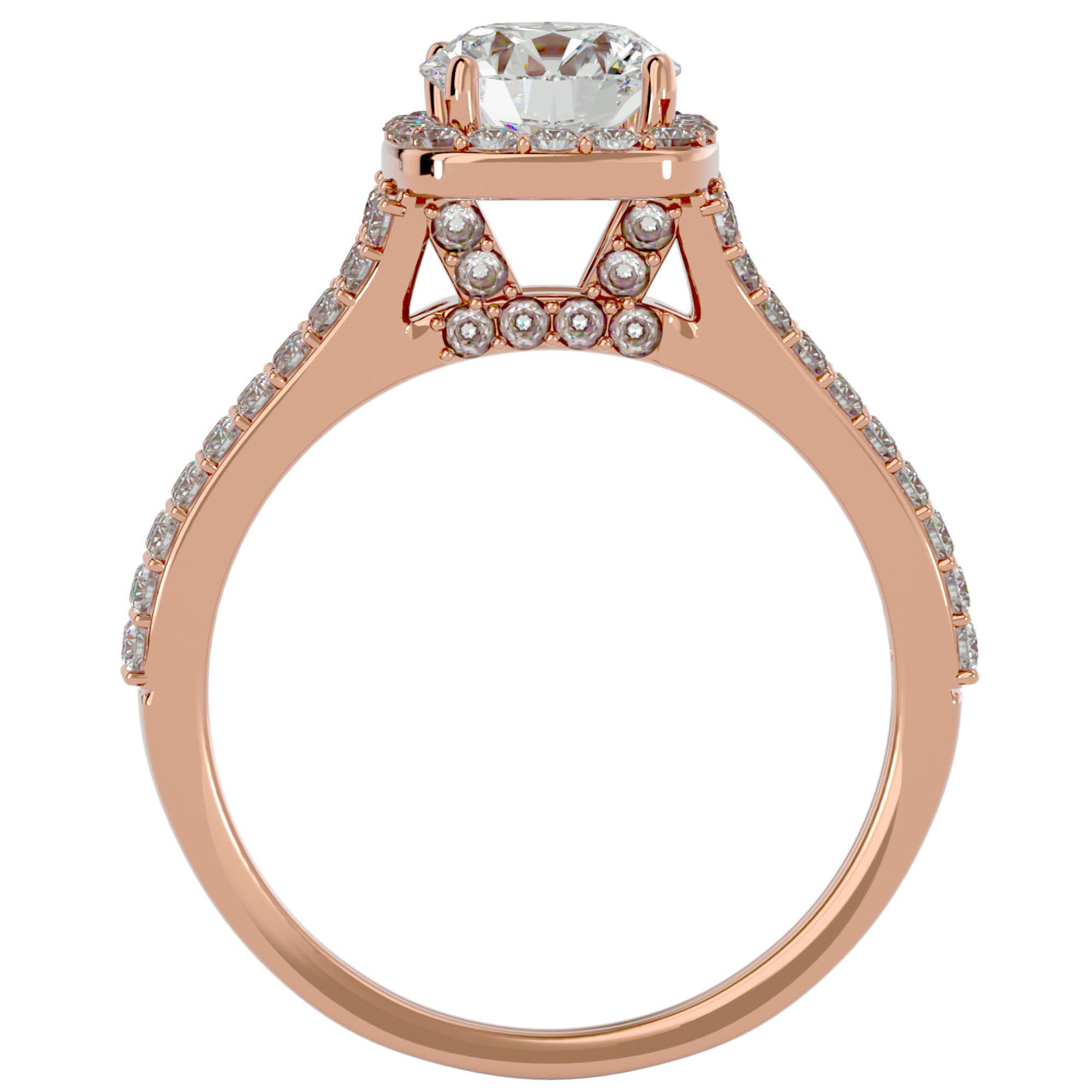 Inel De Logodnă Voile d'Ivoire din Aur 14k cu Diamante Create în Laborator Pavé de 1.78 ct din 14k Aur Roz - Castelo.ro