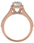 Inel de Logodnă cu Moissanite Halo Etern Pavé de 1.78 ct din 18k Aur Roz - Castelo.ro