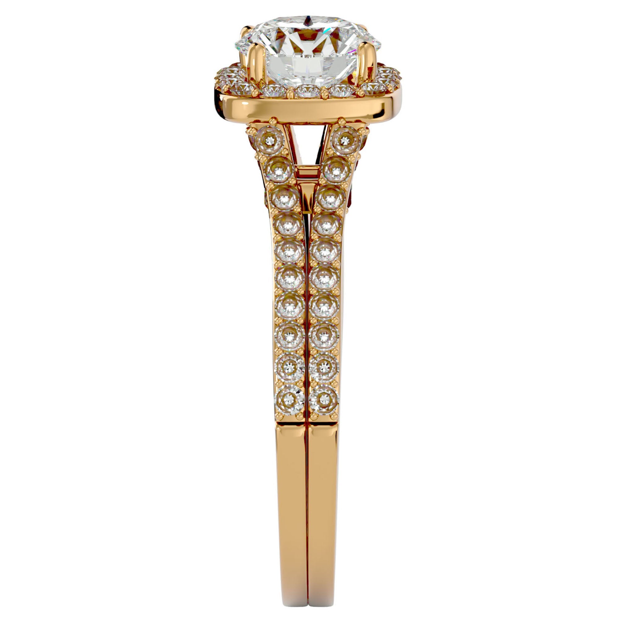 Inel De Logodnă Voile d'Ivoire din Aur 14k cu Diamante Create în Laborator Pavé de 1.78 ct din 14k Aur Galben - Castelo.ro