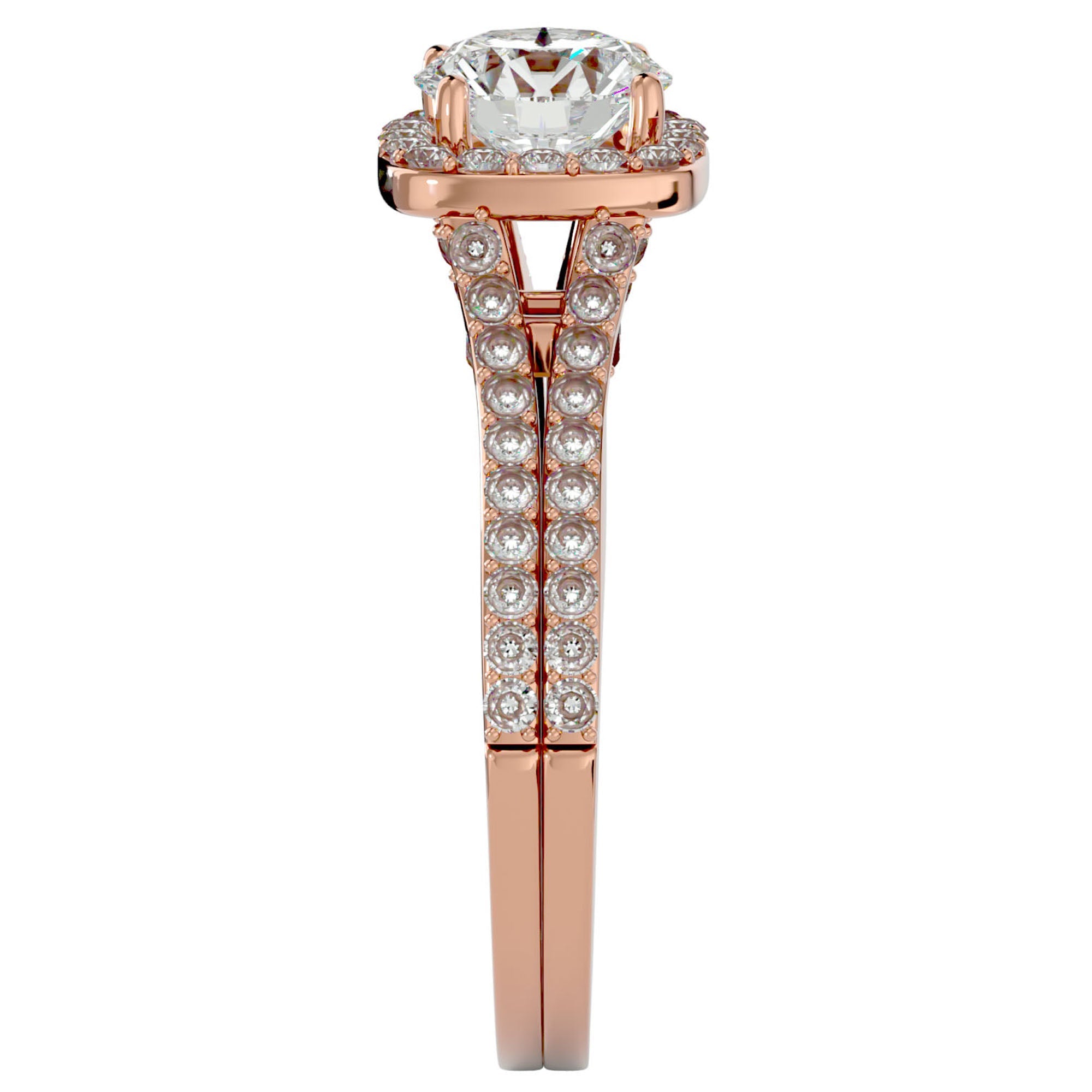 Inel De Logodnă Voile d'Ivoire din Aur 14k cu Moissanite Pavé de 1.78 ct din 14k Aur Roz - Castelo.ro