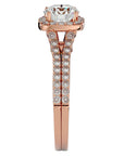 Inel de Logodnă cu Moissanite Halo Etern Pavé de 1.78 ct din 18k Aur Roz - Castelo.ro