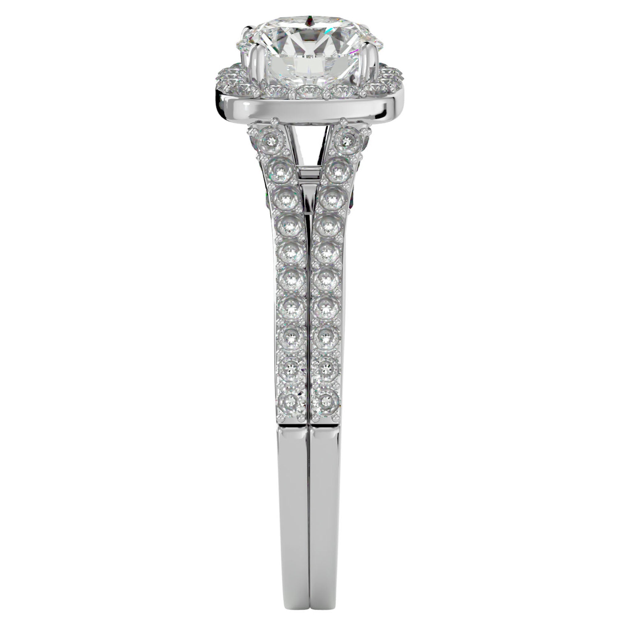 Inel De Logodnă Voile d'Ivoire cu Diamante Naturale Pavé de 1.78 ct din Platina - Castelo.ro