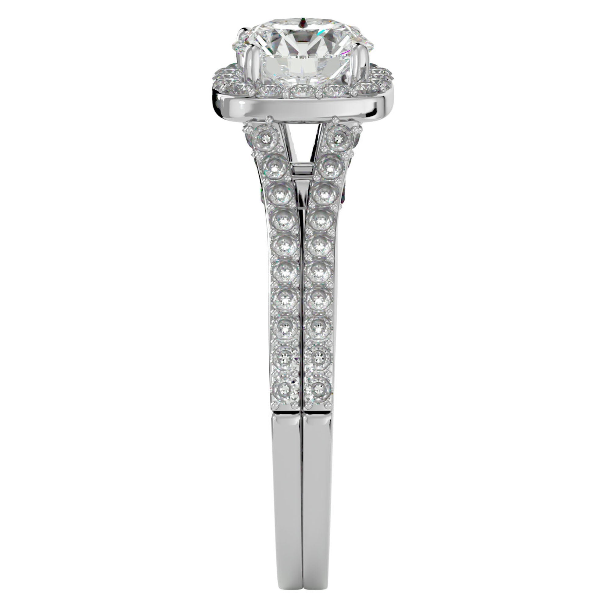 Inel de Logodnă cu Moissanite Halo Etern Pavé de 1.78 ct din Platina - Castelo.ro