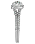 Inel de Logodnă cu Moissanite Halo Etern Pavé de 1.78 ct din Platina - Castelo.ro