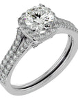Inel de Logodnă cu Moissanite Halo Etern Pavé de 1.78 ct din Platina - Castelo.ro