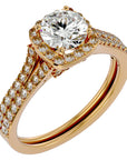 Inel de Logodnă cu Moissanite Halo Etern Pavé de 1.78 ct din 18k Aur Galben - Castelo.ro