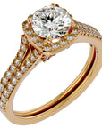 Inel De Logodnă Voile d'Ivoire din Aur 14k cu Moissanite Pavé de 1.78 ct din 14k Aur Galben - Castelo.ro