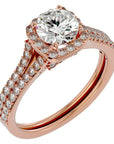 Inel de Logodnă cu Moissanite Halo Etern Pavé de 1.78 ct din 18k Aur Roz - Castelo.ro