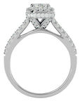 Inel Cu Diamante Naturale Tăietură Smarald si Halo de 1.44 ct din Platina - Castelo.ro
