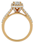 Inel din Aur 14k Cu Diamante Create în Laborator Tăietură Smarald si Halo de 1.44 ct din 14k Aur Galben - Castelo.ro