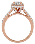 Inel din Aur 14k Cu Diamante Naturale Tăietură Smarald si Halo de 1.44 ct din 14k Aur Roz - Castelo.ro
