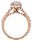 Inel din Aur 14k Cu Diamante Naturale Tăietură Smarald si Halo de 1.44 ct din 14k Aur Roz - Castelo.ro