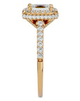 Inel din Aur 14k Cu Diamante Naturale Tăietură Smarald si Halo de 1.44 ct din 14k Aur Galben - Castelo.ro