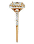 Inel din Aur 14k Cu Diamante Naturale Tăietură Smarald si Halo de 1.44 ct din 14k Aur Galben - Castelo.ro