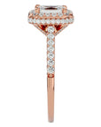 Inel din Aur 14k Cu Diamante Naturale Tăietură Smarald si Halo de 1.44 ct din 14k Aur Roz - Castelo.ro
