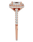 Inel din Aur 14k Cu Diamante Naturale Tăietură Smarald si Halo de 1.44 ct din 14k Aur Roz - Castelo.ro