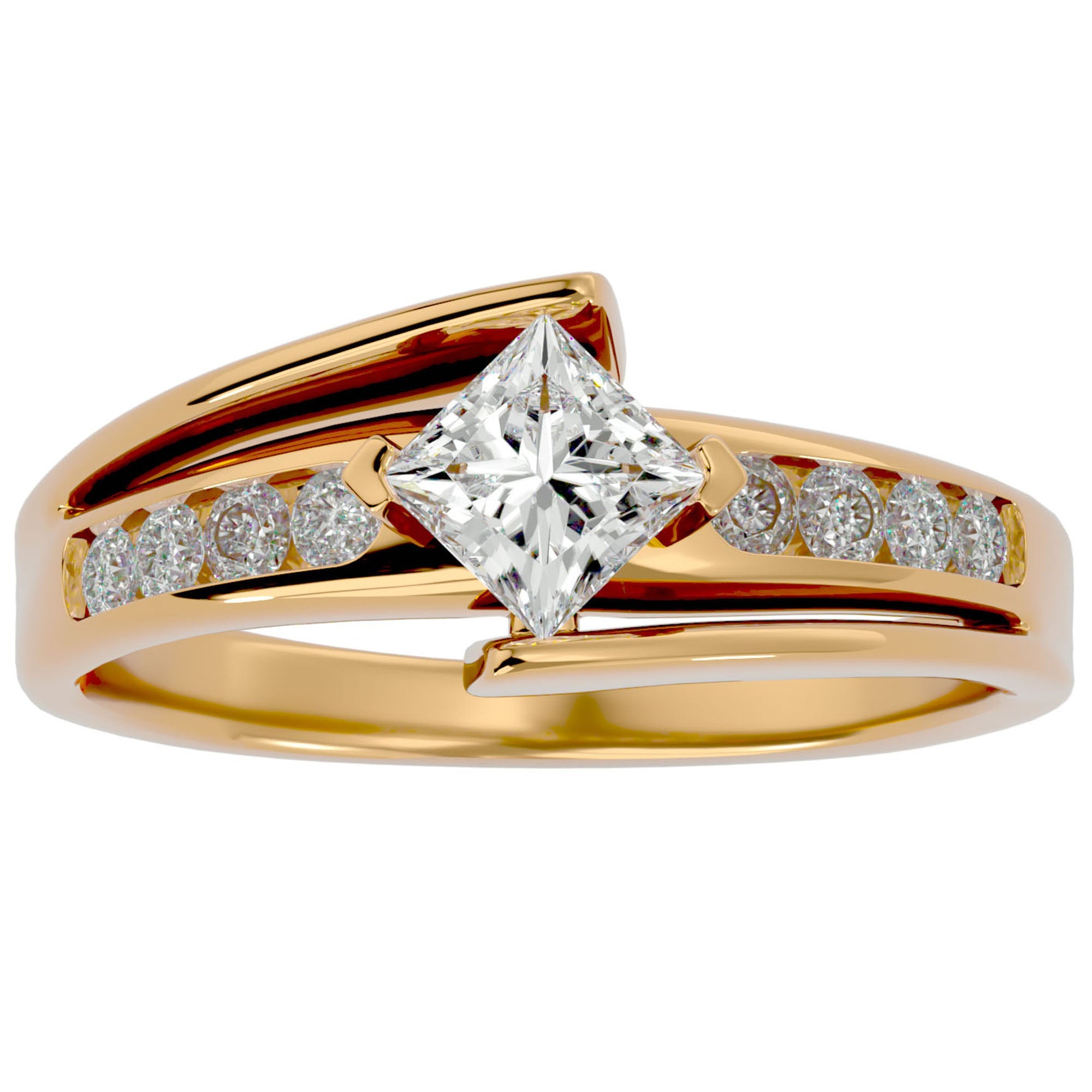 Inel De Logodnă Fantaisie Baroque cu Moissanite de 0.77 ct din 18k Aur Galben - Castelo.ro