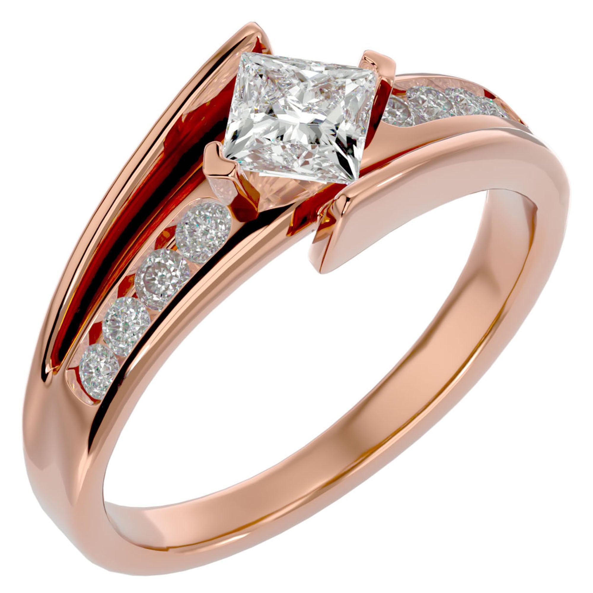 Inel De Logodnă Fantaisie Baroque cu Moissanite de 0.77 ct din 18k Aur Roz - Castelo.ro