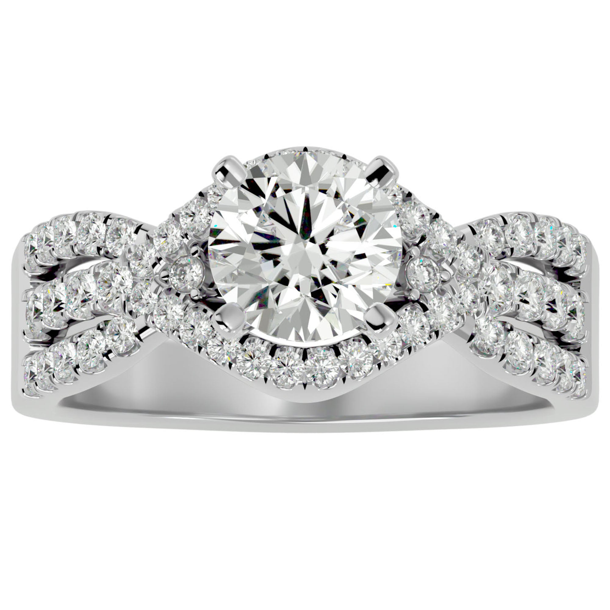 Inel De Logodnă Élixir de Vie cu Diamante Create în Laborator Pavé de 1.45 ct din Platina - Castelo.ro