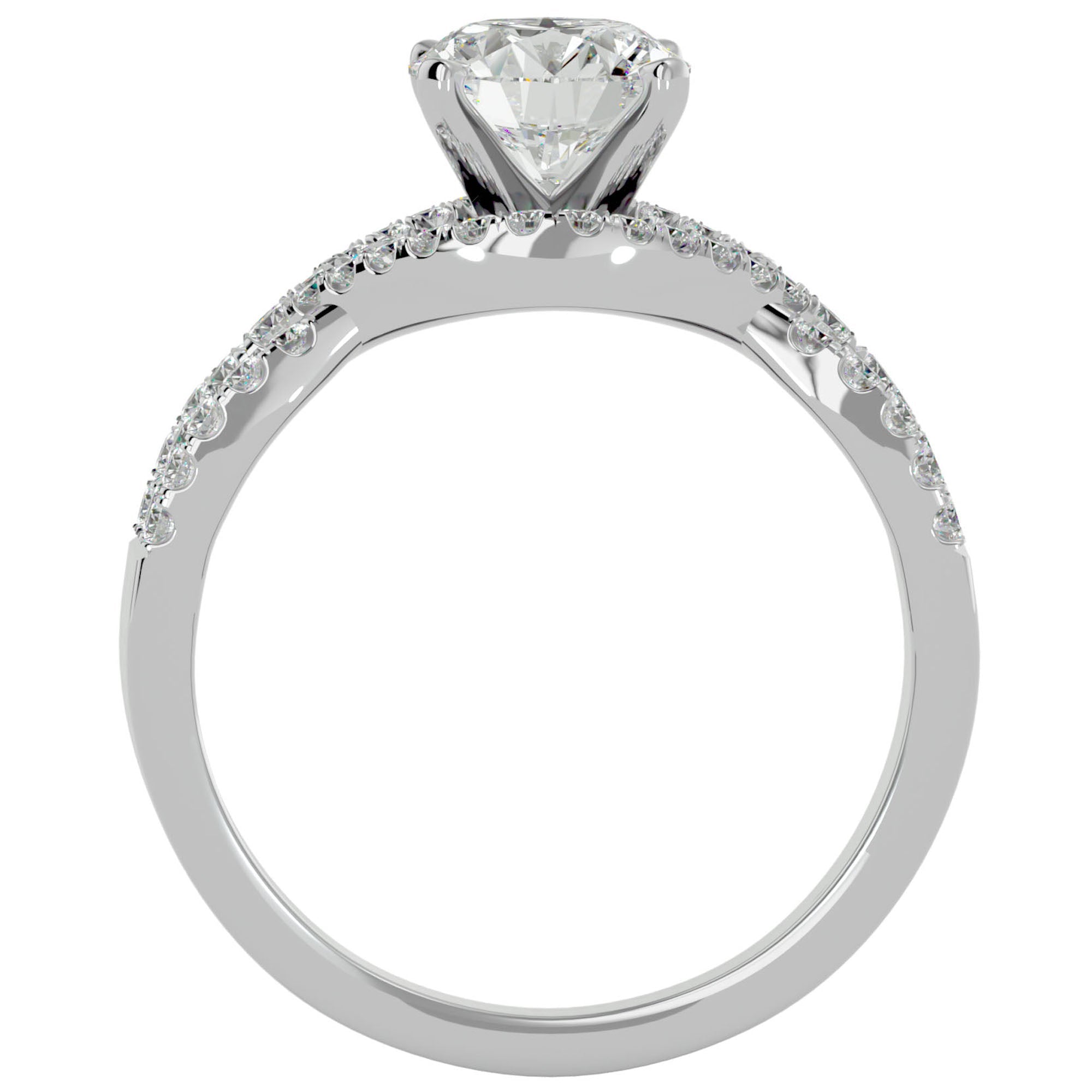 Inel De Logodnă Élixir de Vie din Aur 14k cu Diamante Create în Laborator Pavé de 1.45 ct din 14k Aur Alb - Castelo.ro