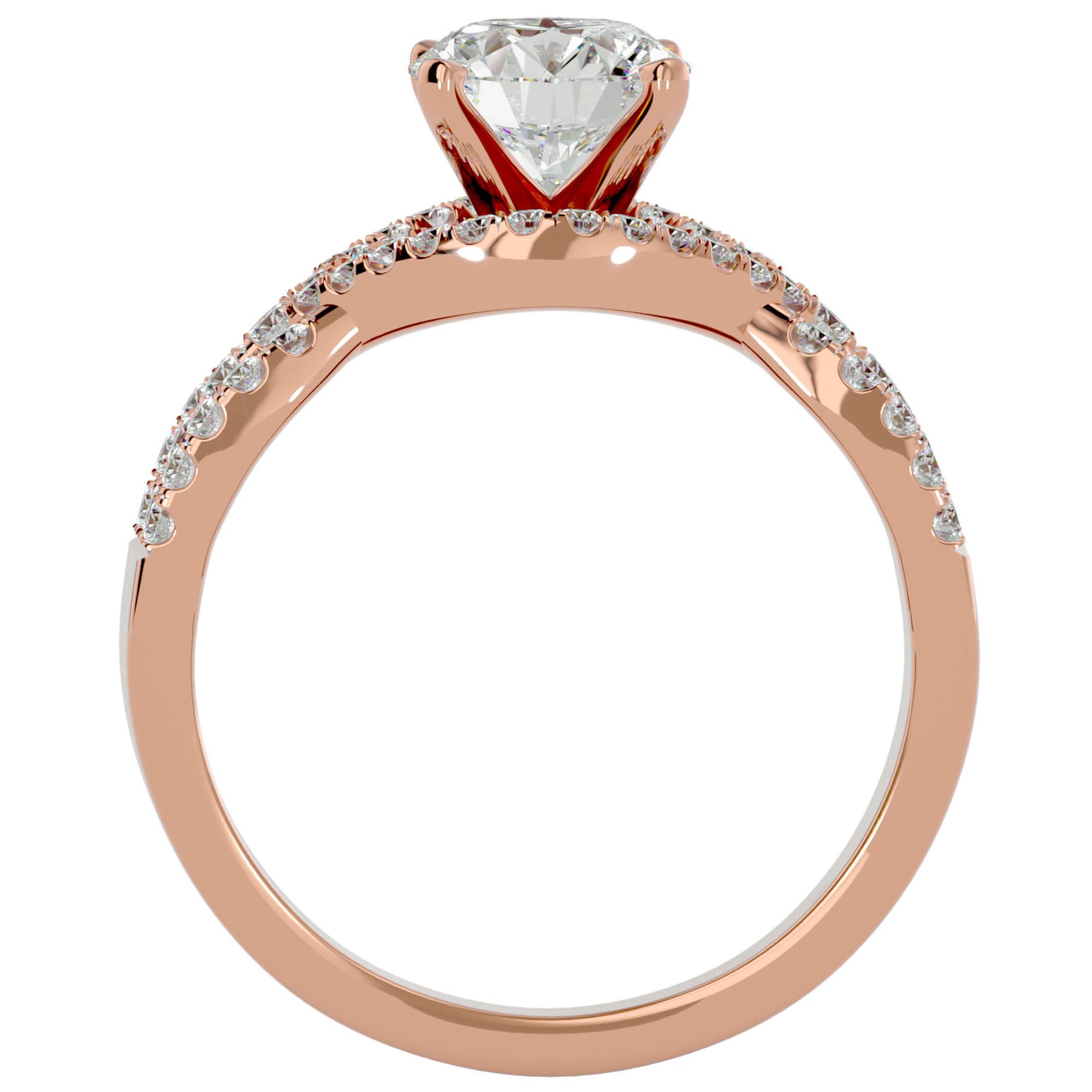 Inel De Logodnă Élixir de Vie din Aur 14k cu Diamante Create în Laborator Pavé de 1.45 ct din 14k Aur Roz - Castelo.ro