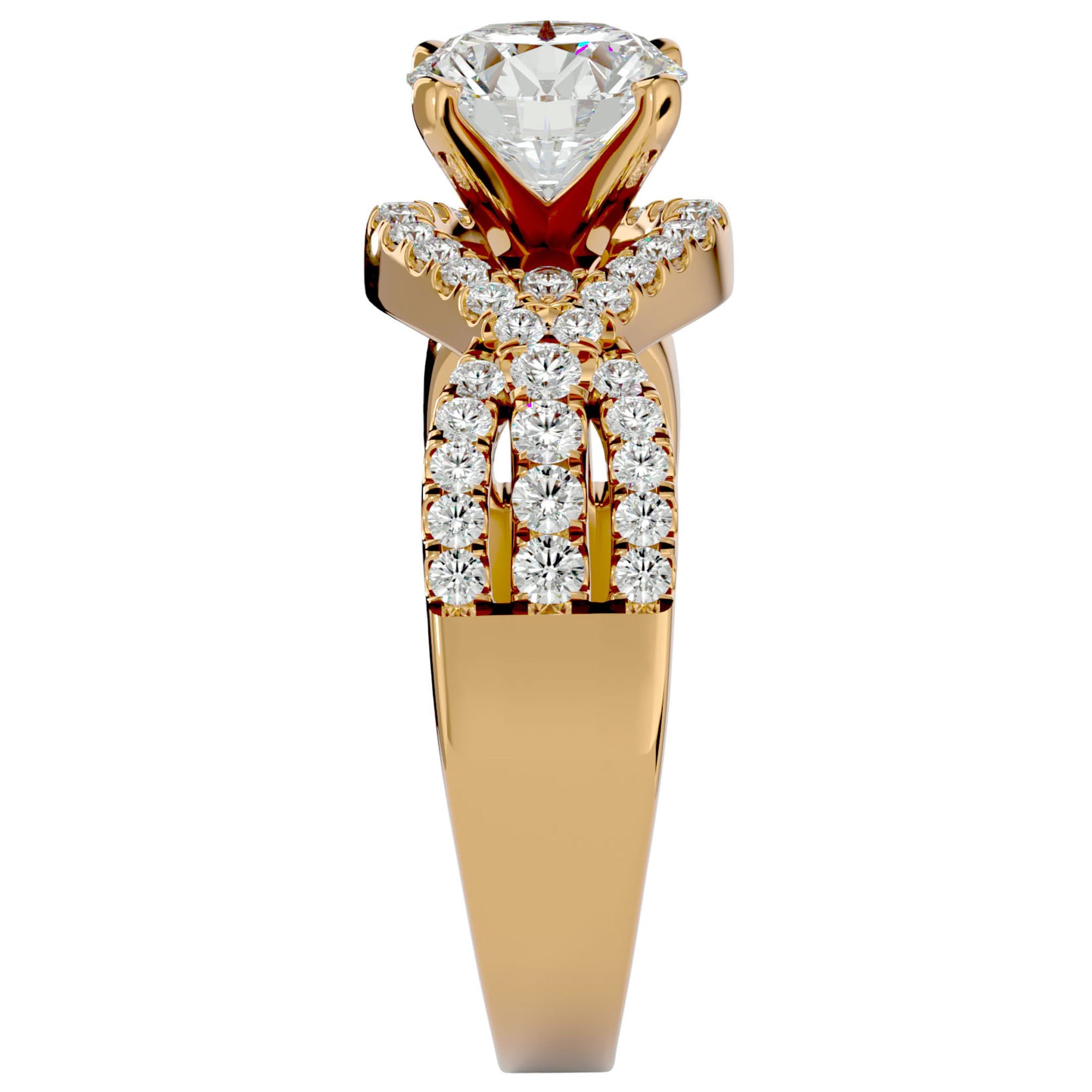Inel De Logodnă Élixir de Vie din Aur 14k cu Diamante Create în Laborator Pavé de 1.45 ct din 14k Aur Galben - Castelo.ro