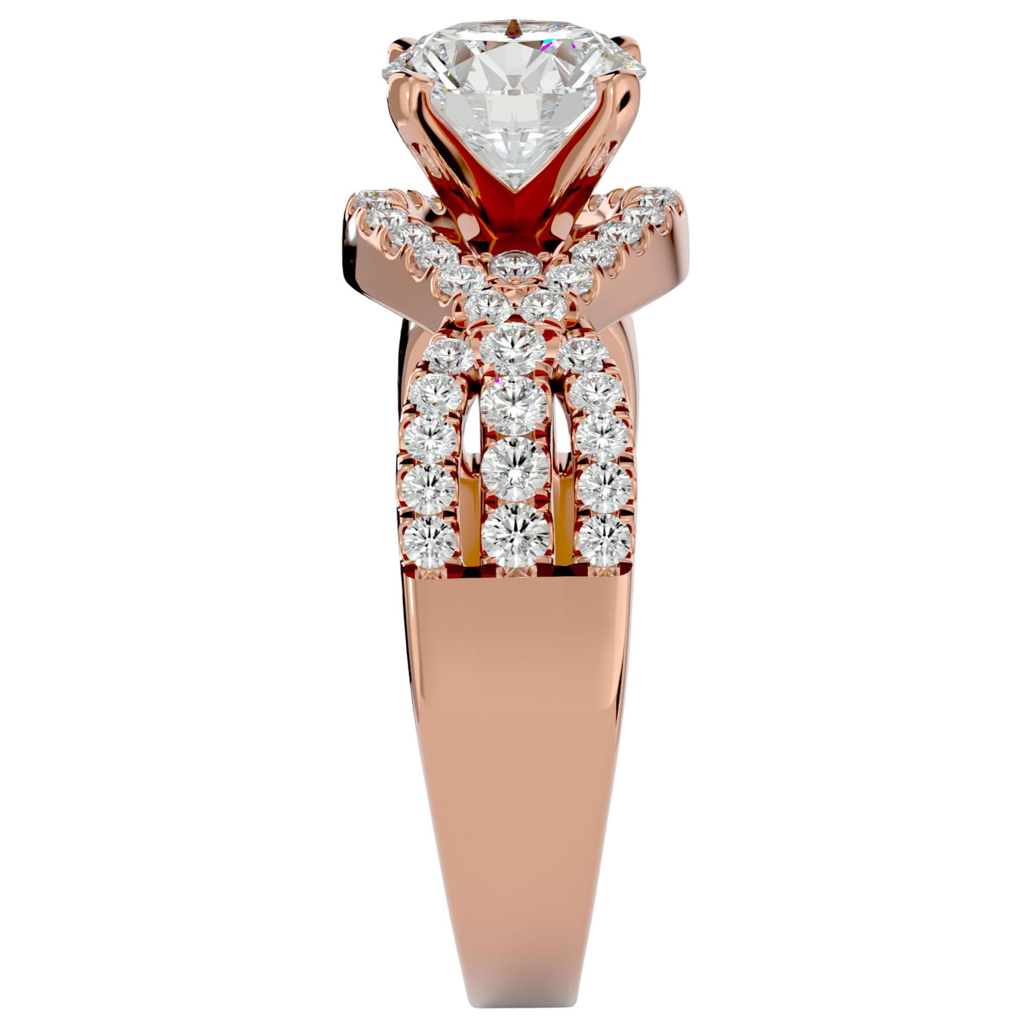 Inel De Logodnă Élixir de Vie din Aur 14k cu Diamante Create în Laborator Pavé de 1.45 ct din 14k Aur Roz - Castelo.ro