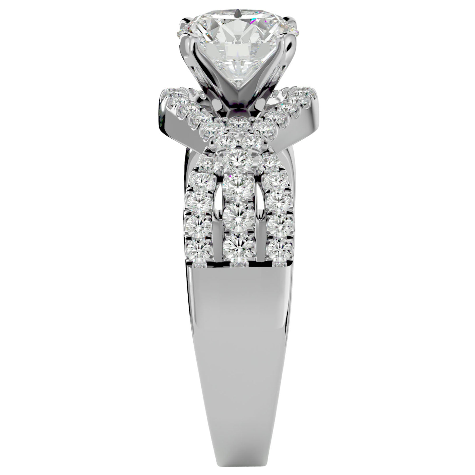 Inel De Logodnă Élixir de Vie din Aur 14k cu Diamante Create în Laborator Pavé de 1.45 ct din 14k Aur Alb - Castelo.ro
