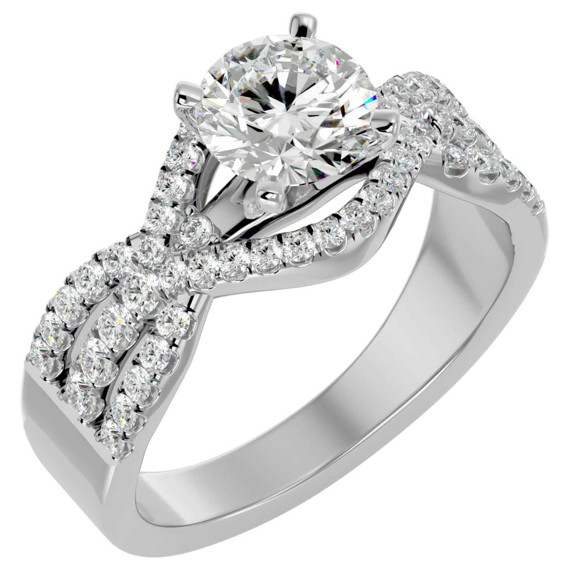 Inel De Logodnă Élixir de Vie din Aur 14k cu Diamante Create în Laborator Pavé de 1.45 ct din 14k Aur Alb - Castelo.ro
