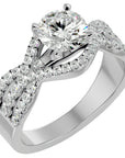 Inel De Logodnă Élixir de Vie din Aur 14k cu Diamante Create în Laborator Pavé de 1.45 ct din 14k Aur Alb - Castelo.ro