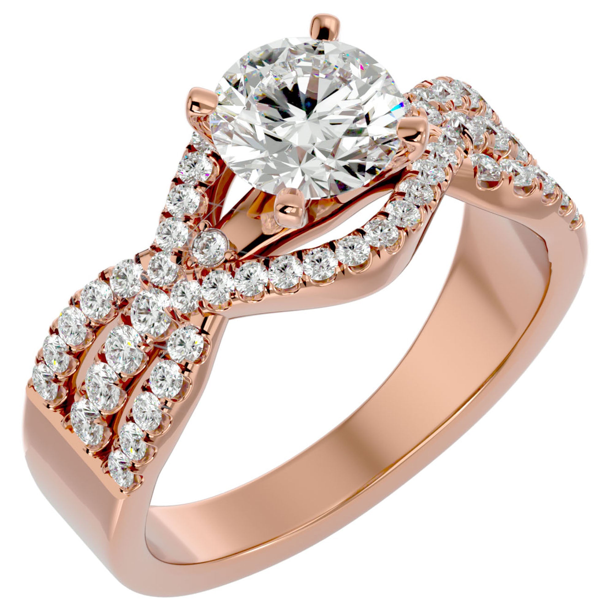 Inel De Logodnă Élixir de Vie din Aur 14k cu Diamante Create în Laborator Pavé de 1.45 ct din 14k Aur Roz - Castelo.ro