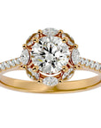 Inel de Logodnă din Aur 14k cu Diamante Create în Laborator Halo Etern Pavé de 1.34 ct din 14k Aur Galben - Castelo.ro