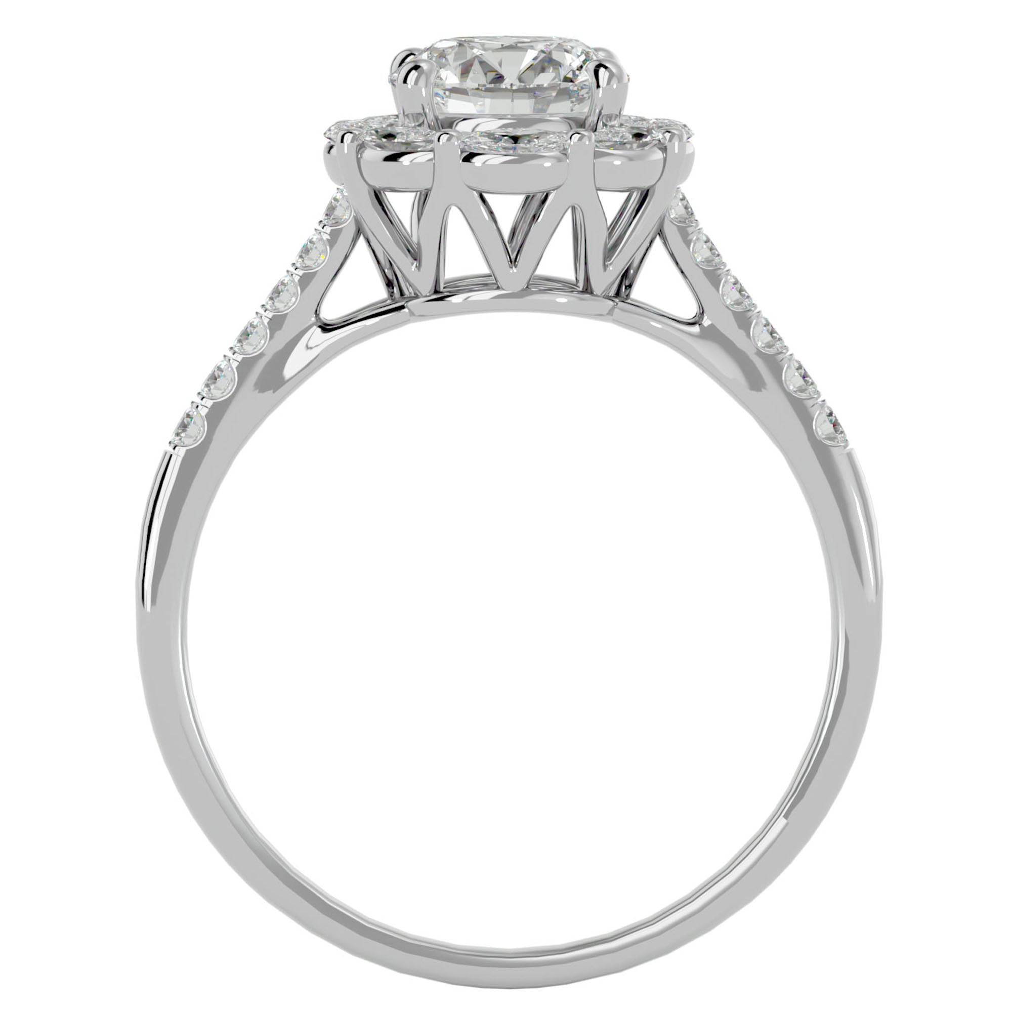 Inel de Logodnă din Aur 14k cu Diamante Create în Laborator Halo Etern Pavé de 1.34 ct din 14k Aur Alb - Castelo.ro
