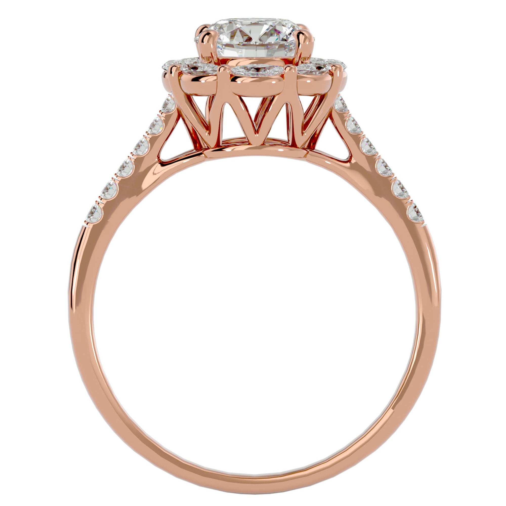 Inel de Logodnă din Aur 14k cu Diamante Create în Laborator Halo Etern Pavé de 1.34 ct din 14k Aur Roz - Castelo.ro