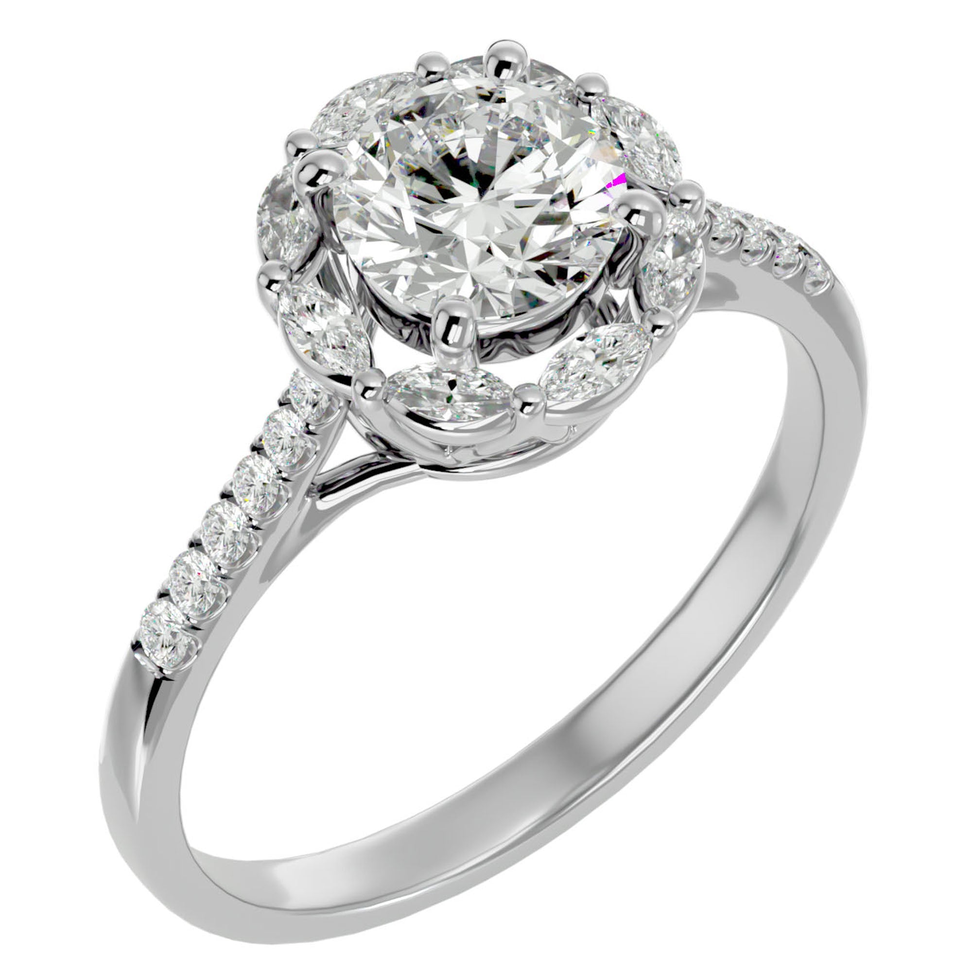 Inel de Logodnă cu Diamante Create în Laborator Halo Etern Pavé de 1.34 ct din Platina - Castelo.ro